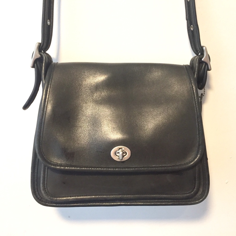 Coach Adjustable Strap Black Leather Crossbody